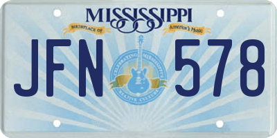 MS license plate JFN578