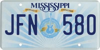 MS license plate JFN580