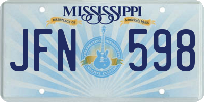 MS license plate JFN598