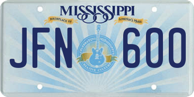 MS license plate JFN600