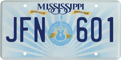 MS license plate JFN601
