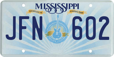 MS license plate JFN602