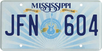 MS license plate JFN604
