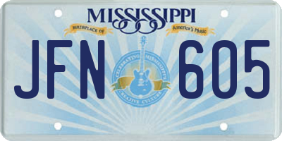 MS license plate JFN605