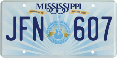 MS license plate JFN607
