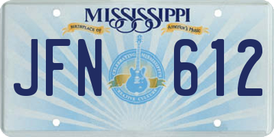 MS license plate JFN612
