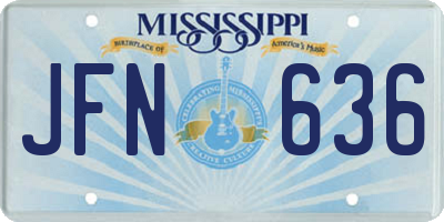 MS license plate JFN636