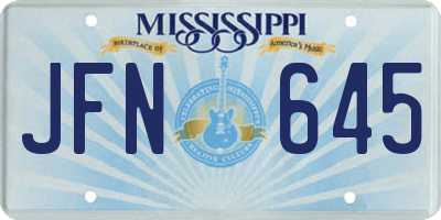 MS license plate JFN645