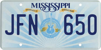MS license plate JFN650