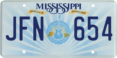 MS license plate JFN654