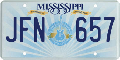 MS license plate JFN657