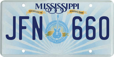MS license plate JFN660