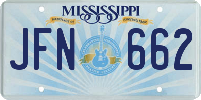 MS license plate JFN662