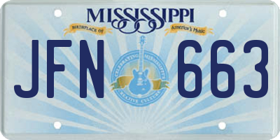 MS license plate JFN663