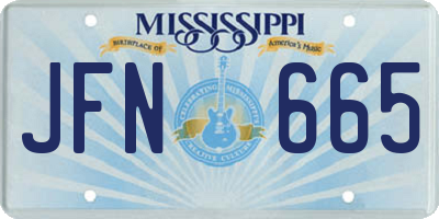 MS license plate JFN665