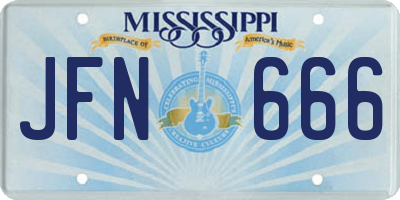 MS license plate JFN666