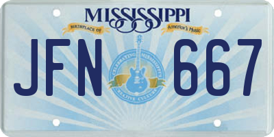 MS license plate JFN667