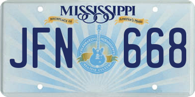 MS license plate JFN668