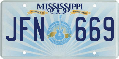 MS license plate JFN669