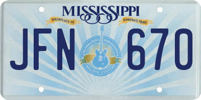 MS license plate JFN670