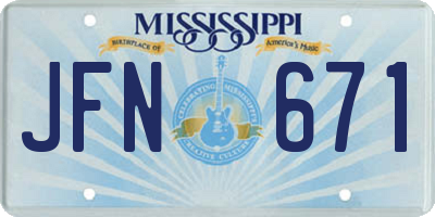 MS license plate JFN671
