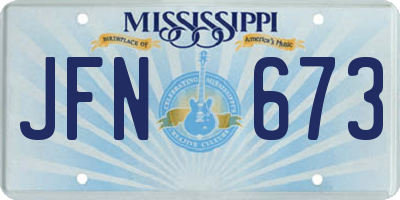 MS license plate JFN673