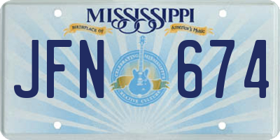 MS license plate JFN674