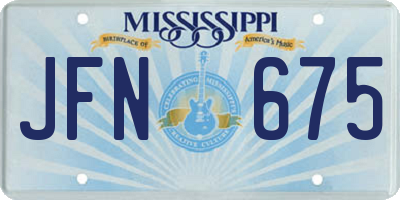 MS license plate JFN675