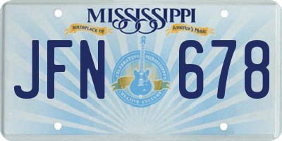 MS license plate JFN678