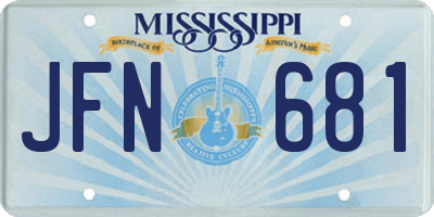 MS license plate JFN681