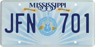 MS license plate JFN701