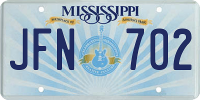 MS license plate JFN702