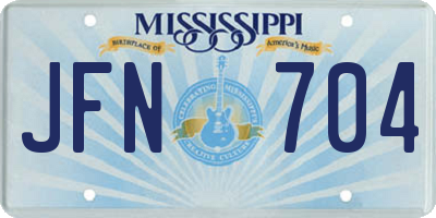 MS license plate JFN704