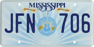 MS license plate JFN706