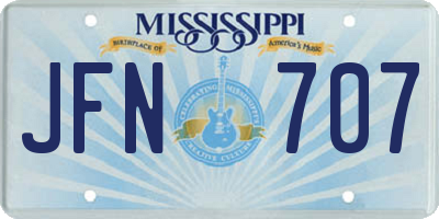 MS license plate JFN707