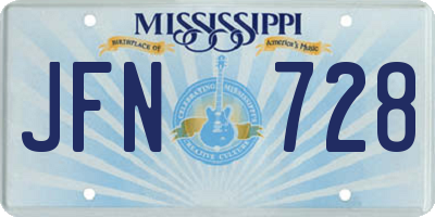 MS license plate JFN728