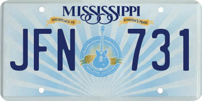 MS license plate JFN731