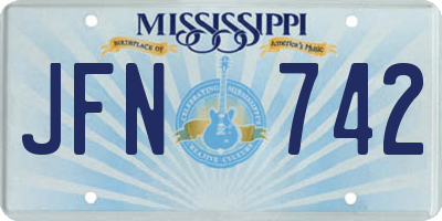MS license plate JFN742