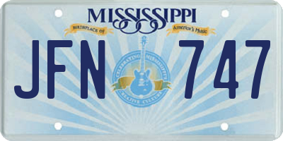 MS license plate JFN747