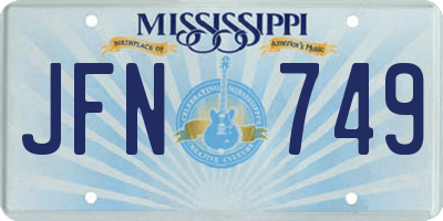 MS license plate JFN749