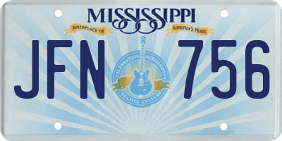 MS license plate JFN756