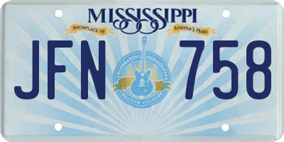MS license plate JFN758