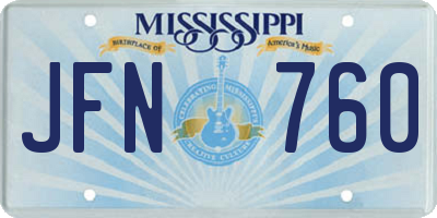 MS license plate JFN760