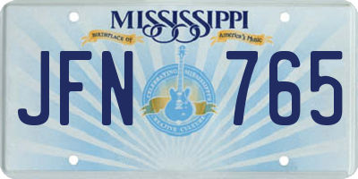MS license plate JFN765