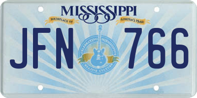 MS license plate JFN766