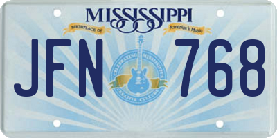 MS license plate JFN768
