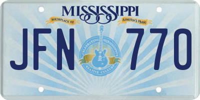 MS license plate JFN770