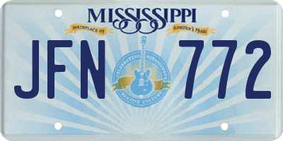 MS license plate JFN772