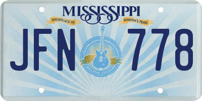 MS license plate JFN778