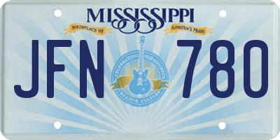 MS license plate JFN780